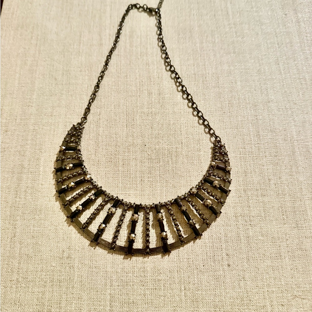 Bold Gunmetal Statement Necklaces w:Rhinestones